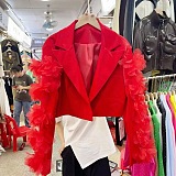 SUPER WHOLESALE | Flowers Deco Shirt Collar Top