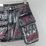 SUPER WHOLESALE | A Shap Multi-pocket Graffiti Skirt