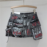 SUPER WHOLESALE | A Shap Multi-pocket Graffiti Skirt