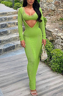 SUPER WHOLESALE | Knitted Dress Set in Green