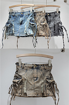 SUPER WHOLESALE | Distress Straps Decor Skirt