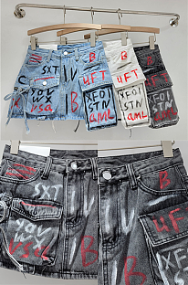 SUPER WHOLESALE | A Shap Multi-pocket Graffiti Skirt
