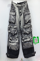 SUPER WHOLESALE | Multi-pocket Transparent   Loost Cargo Pants