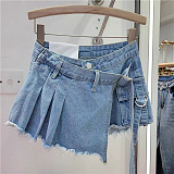 SUPER WHOLESALE | Bucklet Tassel Hem Shorts in Pink