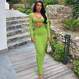 SUPER WHOLESALE | Knitted Dress Set in Green