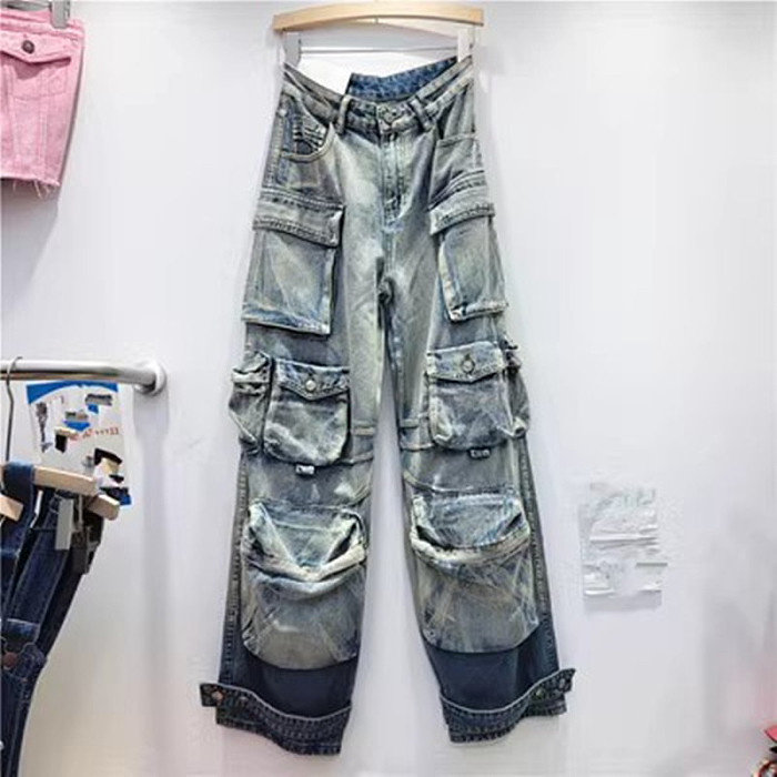 SUPER WHOLESALE | Multi-pocket Transparent   Loost Cargo Pants