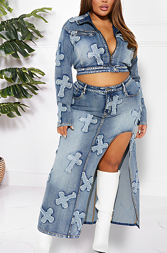 SUPER WHOLESALE | Cross Embroidered Skirt Set