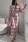 SUPER WHOLESALE | Knitted Sweater Diamond Grid Open Front Two-piece Set