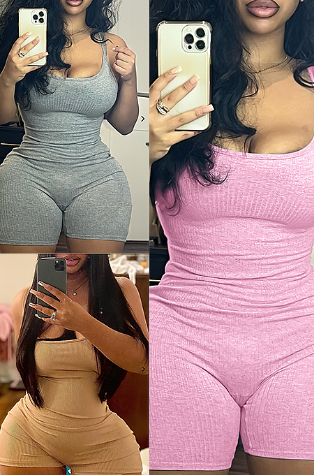 SUPER WHOLESALE | Pit Material Tanks Romper in Solid