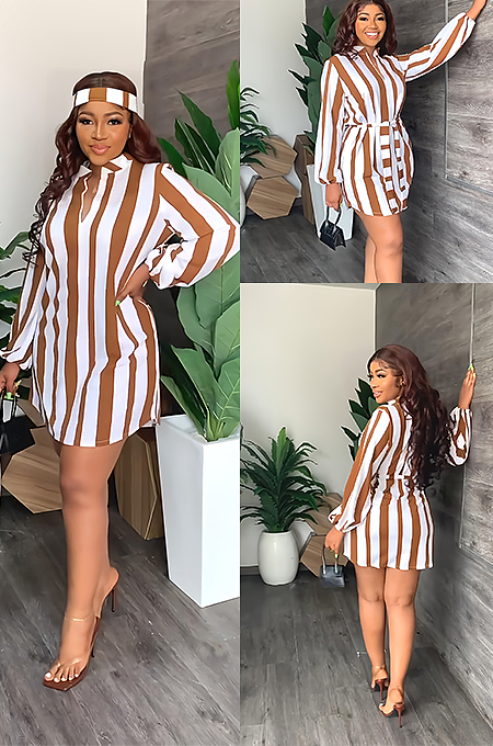 SUPER WHOLESALE | Zebra Shirt Dress with Self-tied Strap