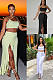 SUPER WHOLESALE | Tassel Front Split Skirt Set with Tanks Top