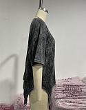 SUPER WHOLESALE | Dark Grey Rhinestone Heart Decor T-shirt