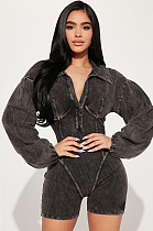 SUPER WHOLESALE | Patchwork Half Zip Up Romper