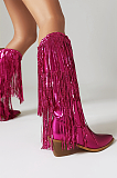 SUPER WHOLESALE | Tassel Bling Bling Sequins Boot in Rose Red