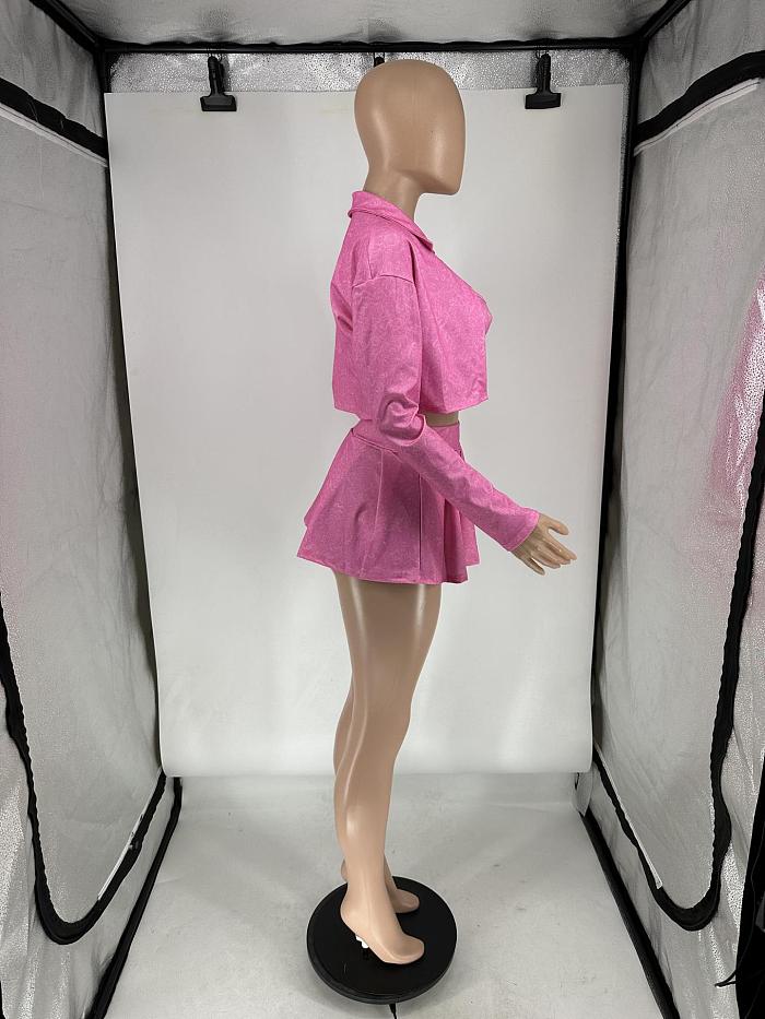 SUPER WHOLESALE | 3 Pieces Set with Jacket Top, Tanks, Skirt in Pink