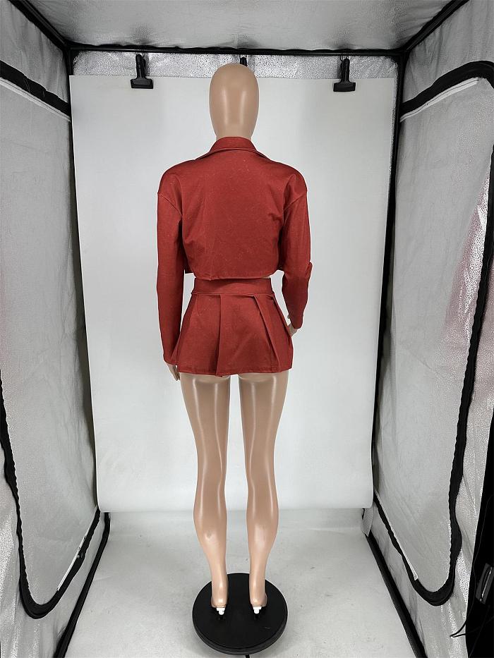 SUPER WHOLESALE | 3 Pieces Set with Jacket Top, Tanks, Skirt in Red