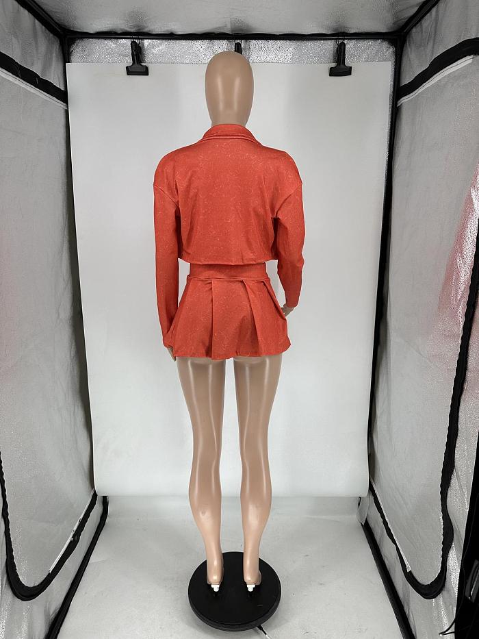 SUPER WHOLESALE | 3 Pieces Set with Jacket Top, Tanks, Skirt in Orange