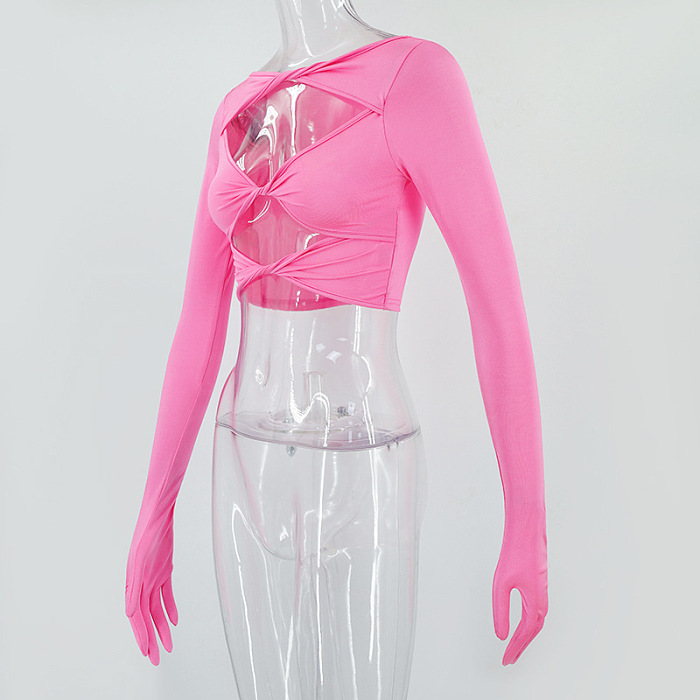 SUPER WHOLESALE |  Elastic Hollow-out Crop Top