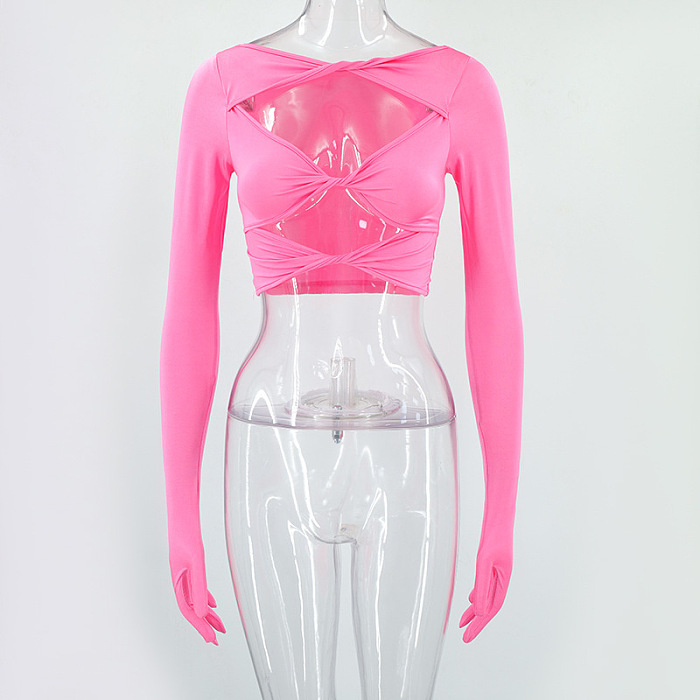 SUPER WHOLESALE |  Elastic Hollow-out Crop Top