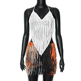 SUPER WHOLESALE | Tie-dye Ruffles Texture Halter Skirt Set