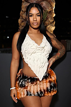 SUPER WHOLESALE | Tie-dye Ruffles Texture Halter Skirt Set