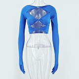 SUPER WHOLESALE |  Elastic Hollow-out Crop Top
