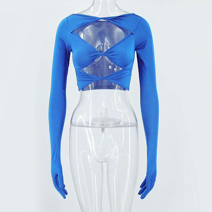 SUPER WHOLESALE |  Elastic Hollow-out Crop Top