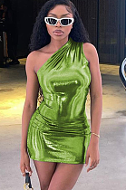 SUPER WHOLESALE |  One Shoulder Dress in Green