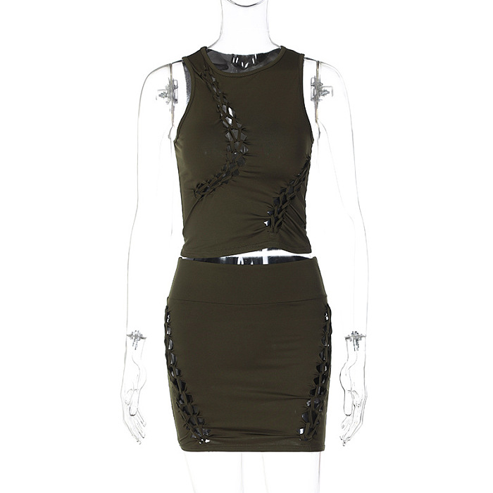 SUPER WHOLESALE |  Hollow-out Skirt Set