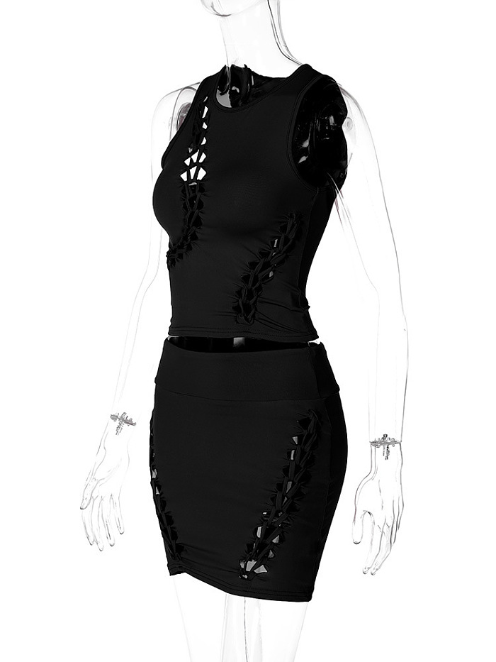 SUPER WHOLESALE |  Hollow-out Skirt Set