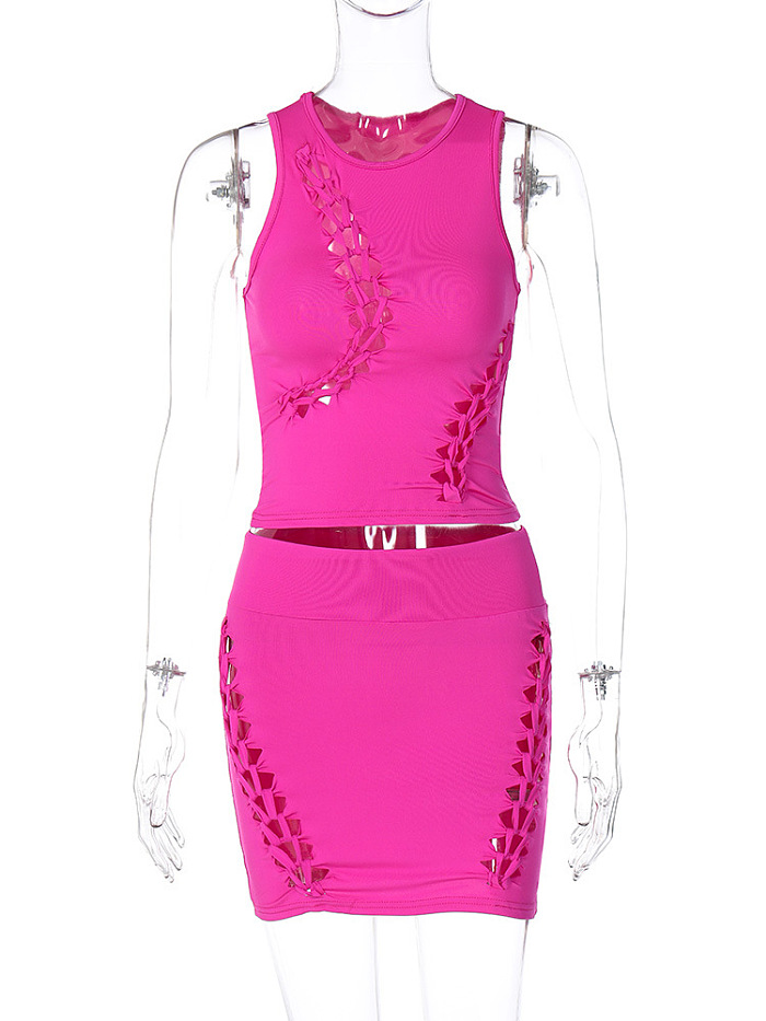 SUPER WHOLESALE |  Hollow-out Skirt Set