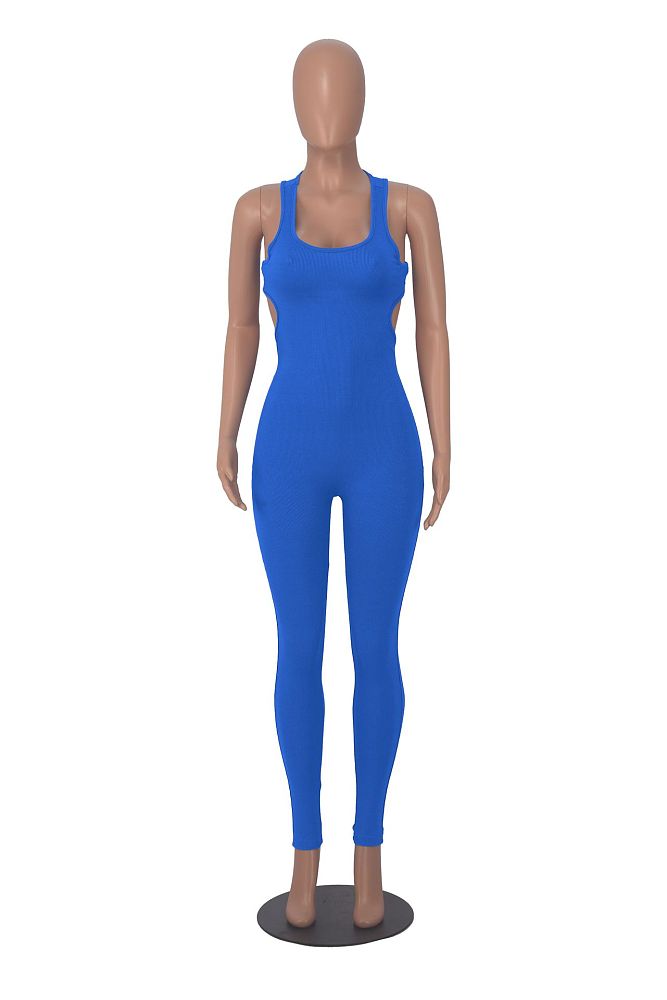 SUPER WHOLESALE | Pit Material Open Back Jumpsuit