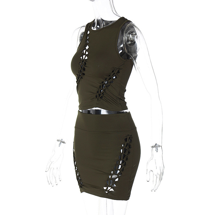 SUPER WHOLESALE |  Hollow-out Skirt Set
