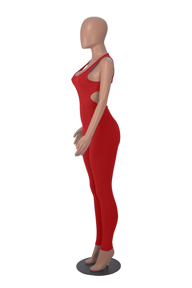 SUPER WHOLESALE | Pit Material Open Back Jumpsuit