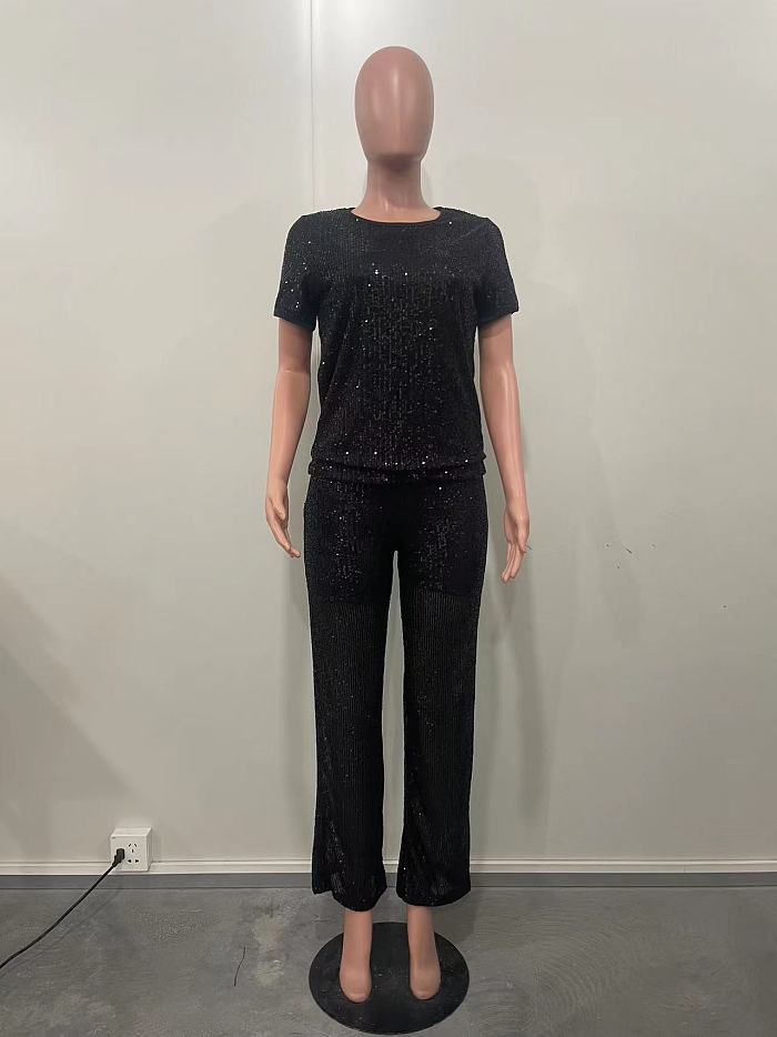 SUPER WHOLESALE | bling Bling Sequin Pants Set