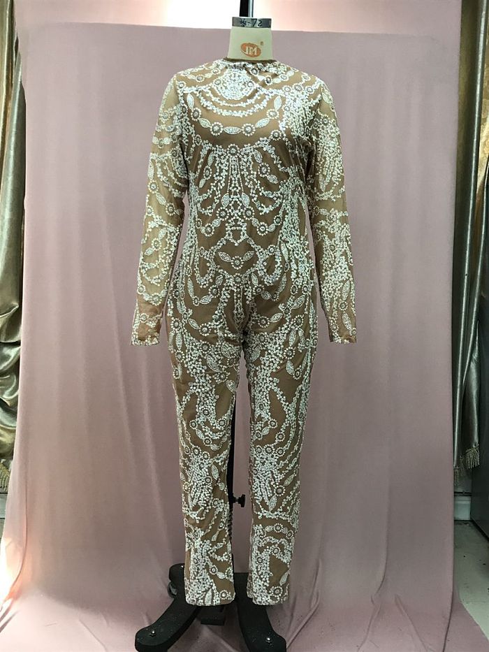 SUPER WHOLESALE | Bling Bling Fake Diamond Deco Jumpsuit