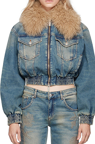 SUPER WHOLESALE | Fur Neck Denim Jacket