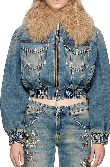 SUPER WHOLESALE | Fur Neck Denim Jacket