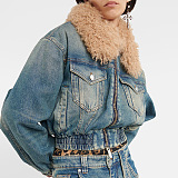 SUPER WHOLESALE | Fur Neck Denim Jacket