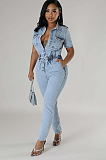 SUPER WHOLESALE | Denim Waist Drawstring Jumpsuit