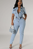 SUPER WHOLESALE | Denim Waist Drawstring Jumpsuit