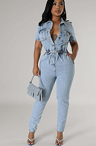 SUPER WHOLESALE | Denim Waist Drawstring Jumpsuit