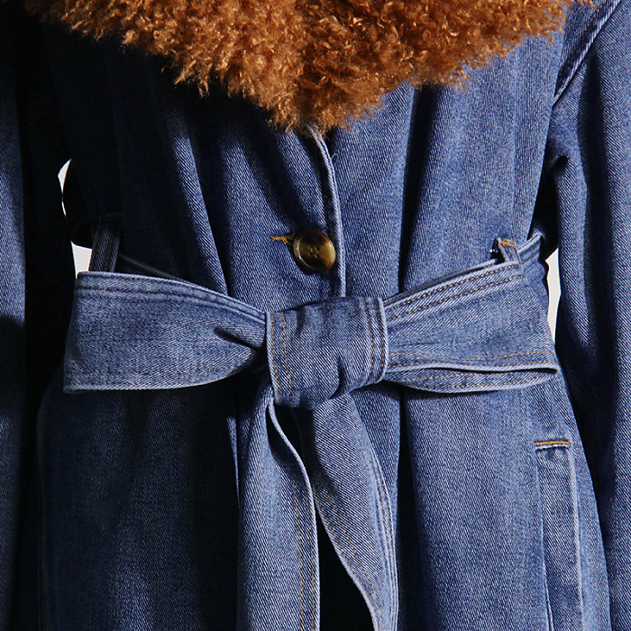 SUPER WHOLESALE | Fur Neck Denim Coat