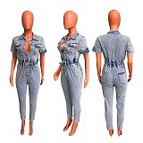 SUPER WHOLESALE | Denim Waist Drawstring Jumpsuit