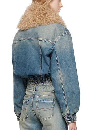 SUPER WHOLESALE | Fur Neck Denim Jacket
