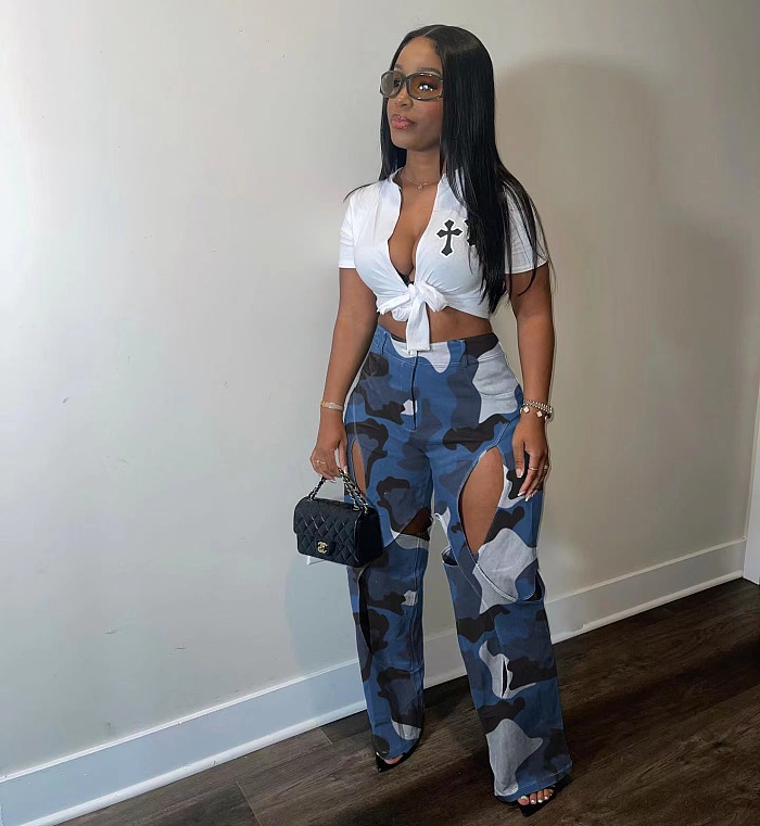 SUPER WHOLESALE | Cut Out Camo Pants