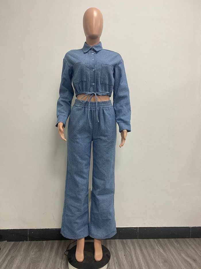SUPER WHOLESALE | High Waist Self-tied Pants Set