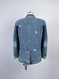 SUPER WHOLESALE | Denim Blazer with Rose Decor