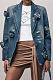 SUPER WHOLESALE | Denim Blazer with Rose Decor
