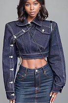 SUPER WHOLESALE |  Denim Asymmertric Cut Jacket Top